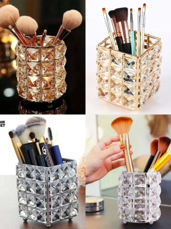 Crystal Brush Stand Holder Golden