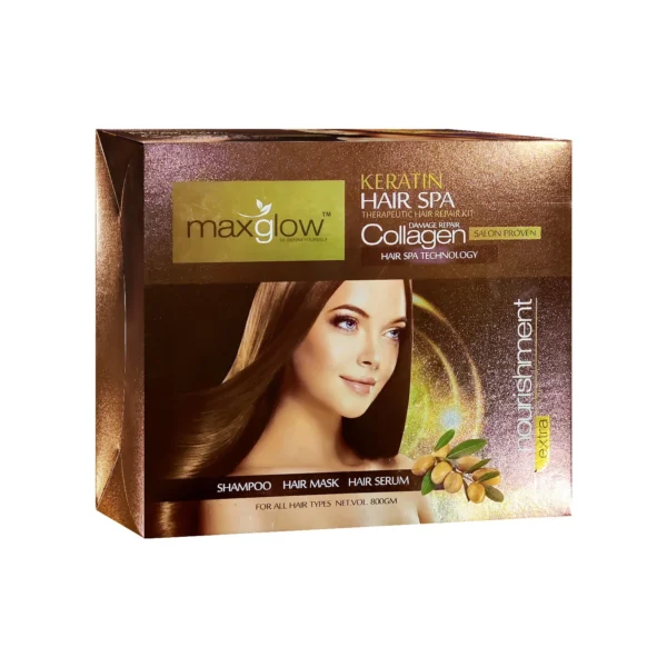 Maxglow Keratin Hair Spa Kit-Shampoo+Mask+Serum