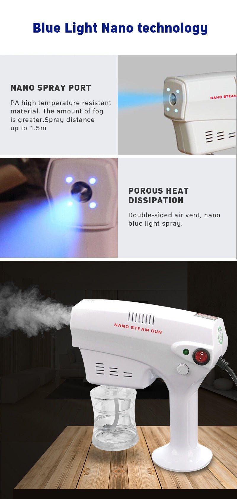 Advance Nano Blue Ray Mist Sterilizer Spray Gun For Your Parlour | 260 Ml Large Tank